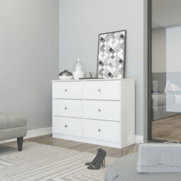 Denver White Gloss 6 Drawer Chest Of Drawers Modern Bedroom Furniture Storage - thumbnail 8
