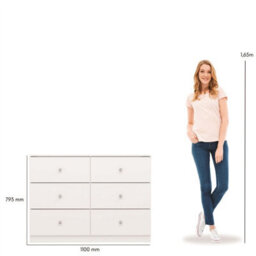 Denver White Gloss 6 Drawer Chest Of Drawers Modern Bedroom Furniture Storage - thumbnail 9