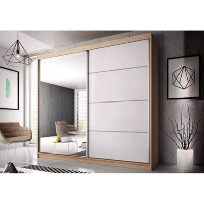 Arte Multi 233Cm - Mirrored Sliding Door Wardrobe (H)2180mm (W) 2330mm (D)610mm In Oak Sonoma Finish - image 1