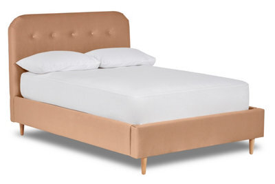 Divan Base Direct Celestia Contemporary Button Backed Fabric Bed Base Only 4Ft Small Double- Verlour Mink