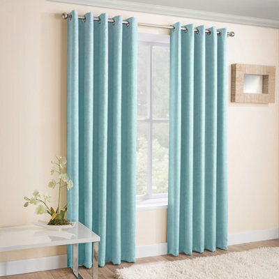 Enhanced Living Vogue Sky Blue 46 X 54 Inch (117X137Cm) Eyelet Thermal Noise Reducing Dim Out Curtains (Pair) - image 1