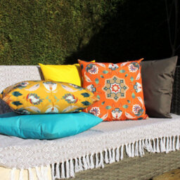 Furn. Folk Flora Geometric Uv & Water Resistant Outdoor Polyester Filled Cushion - thumbnail 4