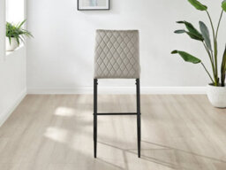 Furniturebox Set Of 2 Milan Cappuccino Beige Diamond-Stitched Soft Touch Velvet Black Leg Padded Counter Stools - thumbnail 5