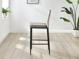 Furniturebox Set Of 2 Milan Cappuccino Beige Diamond-Stitched Soft Touch Velvet Black Leg Padded Counter Stools - thumbnail 4