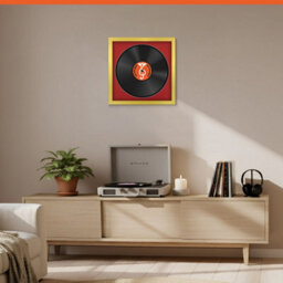 "16X16"" Gold Modern Vinyl Record Frame With Crimson Mount For 12 Inch Lp Disc - Ak Frames" - thumbnail 8