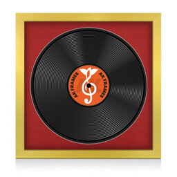 "16X16"" Gold Modern Vinyl Record Frame With Crimson Mount For 12 Inch Lp Disc - Ak Frames"