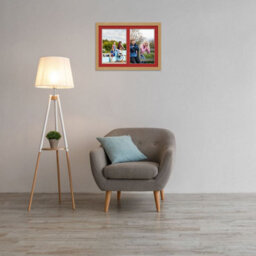 AK Frames 20X14 Light Oak Modern Multi Photo Frame With Crimson Mount - Holds 2 Apertures (2X) A4 Photos - thumbnail 3