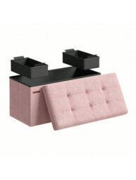 LEDREM Storage Ottoman, Foldable Small Ottoman Foot Rest, 38 X 76 X 38 Cm Foot Stool, Cube Ottoman With Storage - thumbnail 5