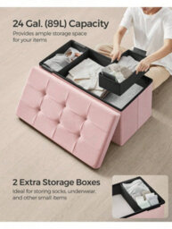 LEDREM Storage Ottoman, Foldable Small Ottoman Foot Rest, 38 X 76 X 38 Cm Foot Stool, Cube Ottoman With Storage - thumbnail 3