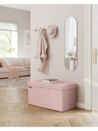 LEDREM Storage Ottoman, Foldable Small Ottoman Foot Rest, 38 X 76 X 38 Cm Foot Stool, Cube Ottoman With Storage - thumbnail 1