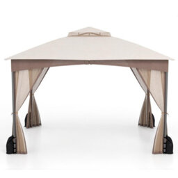 Gainoom 365 X 300 Cm Khaki Patio Gazebo Outdoor Pavilion Shelter Soft Top Double Roof Canopy - thumbnail 1