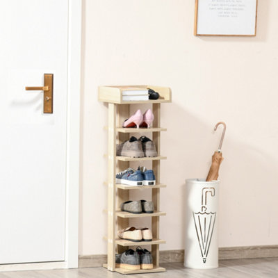 Homcom 7 Tier Shoe Rack Organizer Storage Shelf Wooden Display Cabinet Oak - image 1