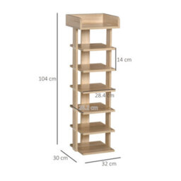Homcom 7 Tier Shoe Rack Organizer Storage Shelf Wooden Display Cabinet Oak - thumbnail 3