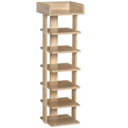 Homcom 7 Tier Shoe Rack Organizer Storage Shelf Wooden Display Cabinet Oak - thumbnail 2