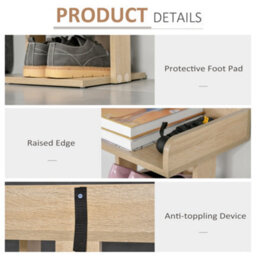 Homcom 7 Tier Shoe Rack Organizer Storage Shelf Wooden Display Cabinet Oak - thumbnail 5