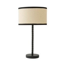 Valuelights Maura Natural Linen Black Trim Drum Shade Matte Black Twist Table Lamp And Bulb - thumbnail 6