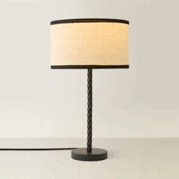 Valuelights Maura Natural Linen Black Trim Drum Shade Matte Black Twist Table Lamp And Bulb - thumbnail 3