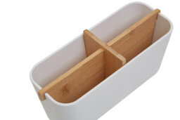 Orsina 4 Compartment White Organizer, Eco-Friendly Desk Organizers, Sub-Grid Drawer Organizer, Cupboard Organizer - thumbnail 5