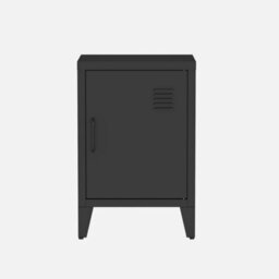 Sweeek - Industrial Metal Bedside Table With 1 Door Soho Black 38X38X57 Cm - thumbnail 3