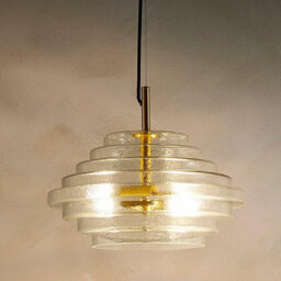 K Living Aspen 2Lt Brass And Tiered Clear Glass Light Pendant - thumbnail 2