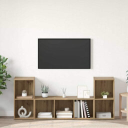 Berkfield Tv Cabinet Set 3 Pcs Brown 107 X 35 X 37 Cm Engineered Wood - thumbnail 1