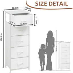Somdot Tall Chest Of Drawers For Bedroom With 5 Drawers, Storage Organiser Fabri - thumbnail 3