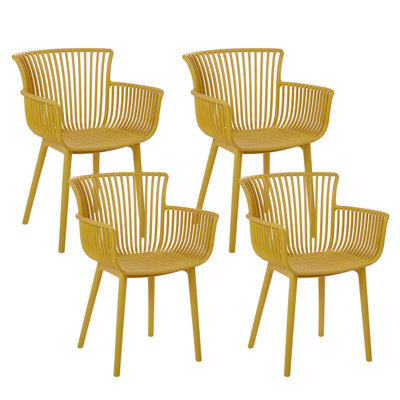 Beliani Set Of 4 Garden Chairs Pesaro Yellow - image 1