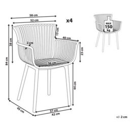 Beliani Set Of 4 Garden Chairs Pesaro Yellow - thumbnail 3