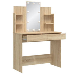 Berkfield Dressing Table With Led Lights Sonoma Oak 96X40X142 Cm - thumbnail 4