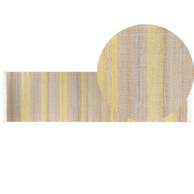 Beliani Rug Talpur Yellow 80 X 300 Cm Jute - image 1