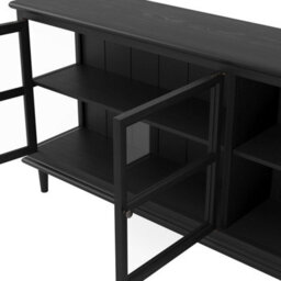 Wyld Haus Honley Black Matt Wood Sideboard With Three Glass Doors - thumbnail 7