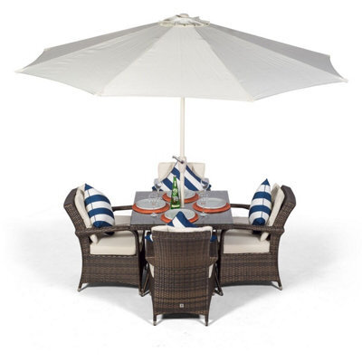 That's Furniture Arizona Square 4 Seater Rattan Patio Dining Set - Brown - image 1