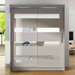 Westa Xiii 150 Cm Sliding Door Wardrobe With Mirrors And Rgb Led Lights Cashmere - thumbnail 1
