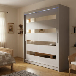 Westa Xiii 150 Cm Sliding Door Wardrobe With Mirrors And Rgb Led Lights Cashmere - thumbnail 2