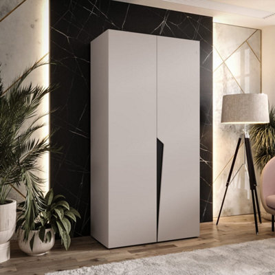Arte Piano I Hinged Door Wardrobe 100Cm - Cashmere Two-Door Wardrobe With Hanging Rail And Shelf - image 1