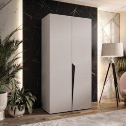 Arte Piano I Hinged Door Wardrobe 100Cm - Cashmere Two-Door Wardrobe With Hanging Rail And Shelf - thumbnail 2