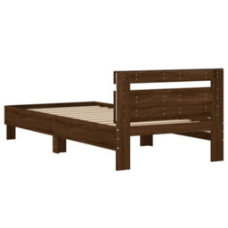 Berkfield Bed Frame Without Mattress With Led Lights Brown Oak 100X200 Cm - thumbnail 9