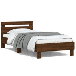 Berkfield Bed Frame Without Mattress With Led Lights Brown Oak 100X200 Cm - thumbnail 1