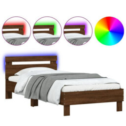 Berkfield Bed Frame Without Mattress With Led Lights Brown Oak 100X200 Cm - thumbnail 2