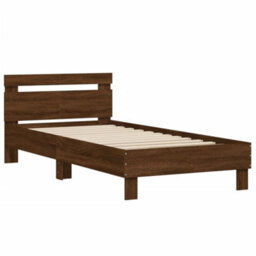 Berkfield Bed Frame Without Mattress With Led Lights Brown Oak 100X200 Cm - thumbnail 6