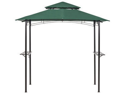 Beliani Garden Gazebo - Dark Green Uv Canopy, Powder-Coated Steel Frame, 240 X 148 Cm - image 1