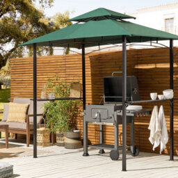 Beliani Garden Gazebo - Dark Green Uv Canopy, Powder-Coated Steel Frame, 240 X 148 Cm - thumbnail 2