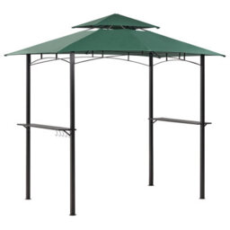 Beliani Garden Gazebo - Dark Green Uv Canopy, Powder-Coated Steel Frame, 240 X 148 Cm - thumbnail 3
