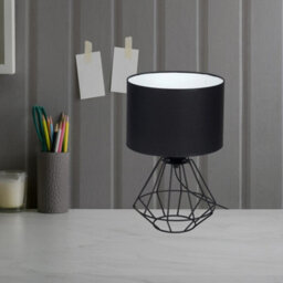 Milagro Colin Black Table Lamp 1Xe27 Hand Made Matt Black Cage Style Lamps Creating Industrial Chic - thumbnail 1