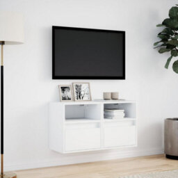 Berkfield Durable Tv Wall Cabinets With Led Lights 2 Pcs White 41X31X45 Cm - thumbnail 4