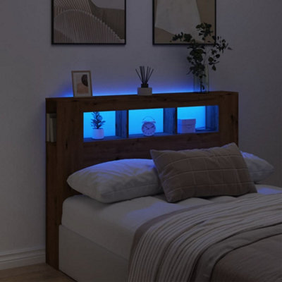Berkfield Led Headboard Artisan Oak 140X18.5X103.5 Cm Engineered Wood - image 1