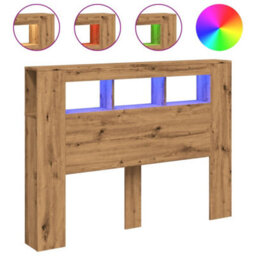 Berkfield Led Headboard Artisan Oak 140X18.5X103.5 Cm Engineered Wood - thumbnail 2