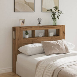 Berkfield Led Headboard Artisan Oak 140X18.5X103.5 Cm Engineered Wood - thumbnail 4