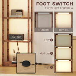 Homcom Led Floor Lamp With Glass Shelves, Dimmable Room Lamp, Rustic Brown - thumbnail 5
