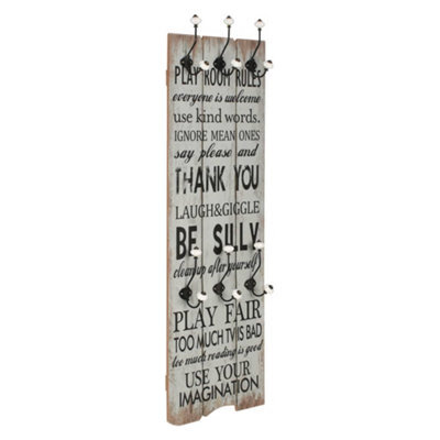 Vidaxl Wall-Mounted Coat Rack With 6 Hooks 120X40 Cm Thank You - image 1